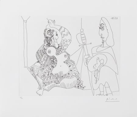 Гравюра Picasso - MOUSQUETAIRE ET ODALISQUE, MEDUSE, (BLOCH 1902) – etching – 1970