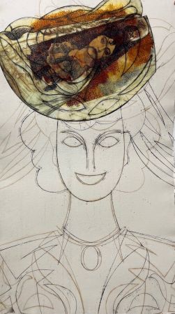 Офорт И Аквитанта Valdés - Mujer con sombrero IV