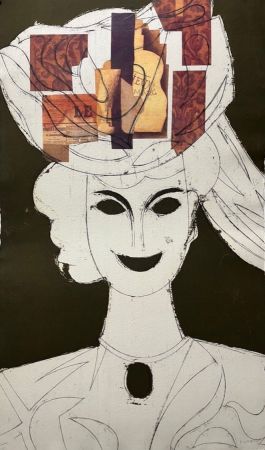 Офорт Valdés - Mujer con sombrero IV