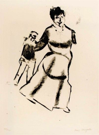 Гравюра Сухой Иглой Chagall - Mutter und sohn