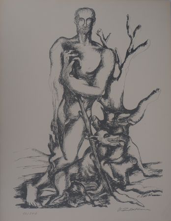 Литография Zadkine - Mythologie : Hercule triomphant face à Cerbère