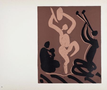 Линогравюра Picasso (After) - Mère, danseur et musicien, 1962