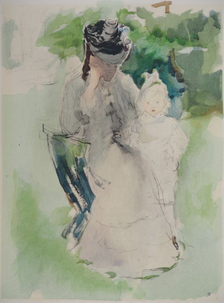 Литография Morisot - Mère et petite fille