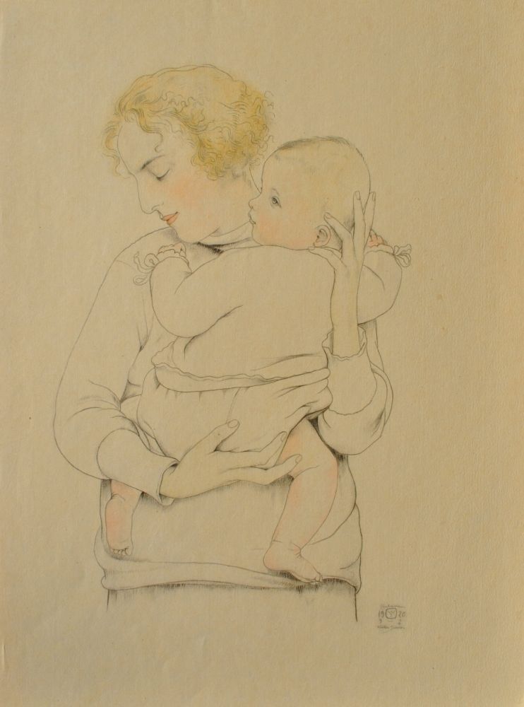 Гравюра Sauer - Mère et son enfant