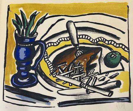 Литография Leger - Nature morte au vase bleu