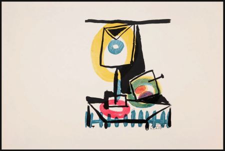 Гравюра Picasso - NATURE MORTE AU VERRE ET À LA POMME (Le grand verre). Pointe sèche et burin (1944)