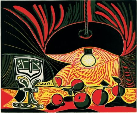 Линогравюра Picasso - Nature morte au verre sous la lampe