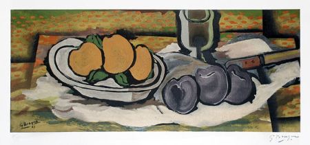 Литография Braque - Nature morte aux fruits, 1950