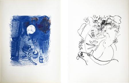 Литография Chagall - NATURE MORTE BLEUE (Blue Still Life). Paris 1957.