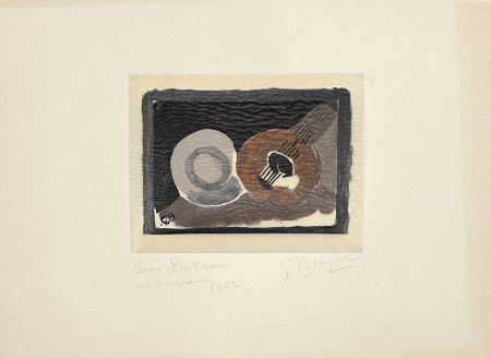 Литография Braque - Nature morte à la guitare