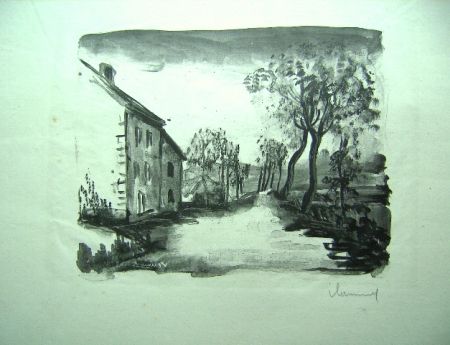 Литография Vlaminck - Nelle-la-Vallee, le chemin aux Bords de Sausseron