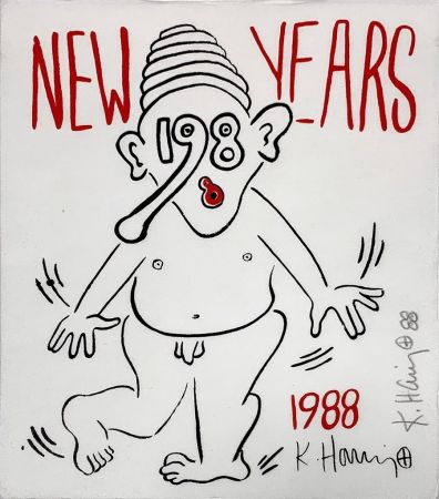 Сериграфия Haring - New Year's Invitation '88 (Nude)