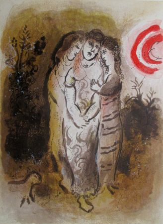 Литография Chagall - Noemie et ses Belles-Filles / Naomi hans her daughter-in-law