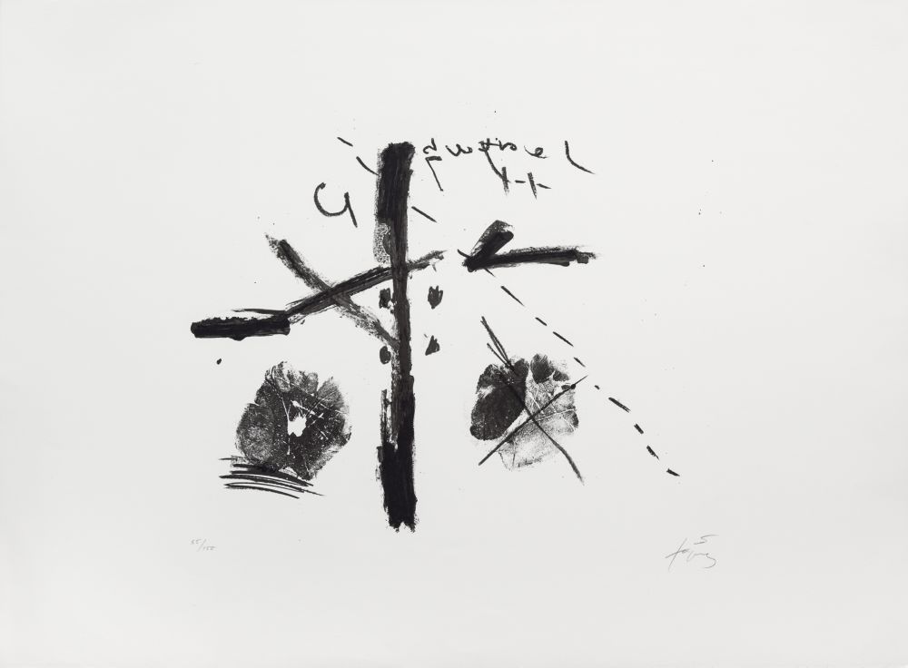 Литография Tàpies - Noir/fond blanc