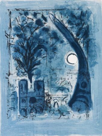 Литография Chagall - Notre-Dame et la Tour Eiffel