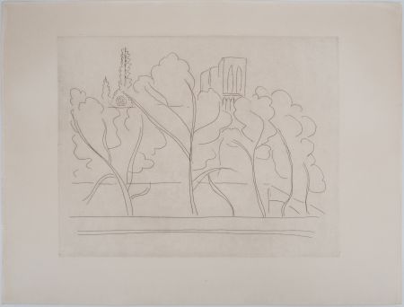 Гравюра Matisse - Notre Dame à travers les arbres