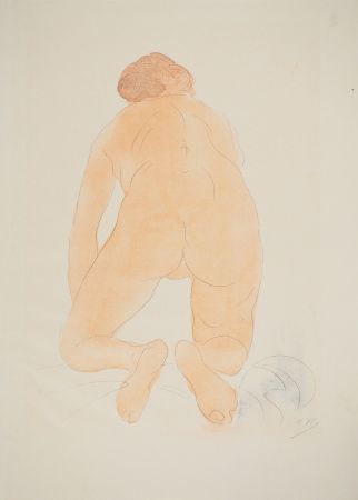 Литография Rodin - Nu accroupi