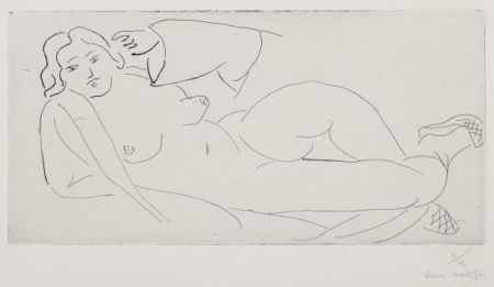 Гравюра Matisse - Nu allongé, aux babouches de paille tressée 