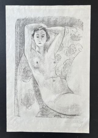 Литография Matisse - Nu assis dans un fauteuil au decor fleuri