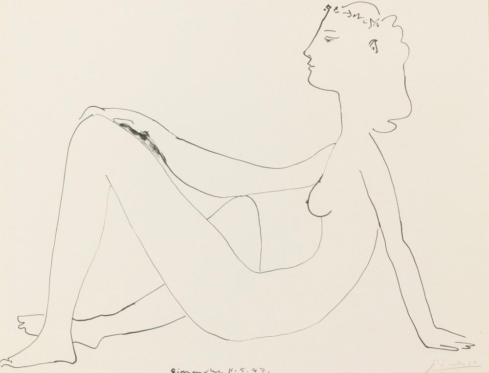 Литография Picasso - Nu assis, de profil