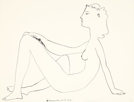 Литография Picasso - Nu assis, de profil