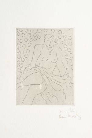 Гравюра Matisse - Nu drapé sur fond composé de cercles