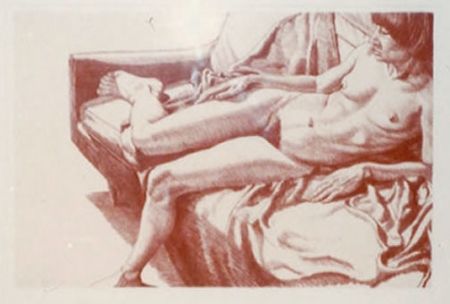 Литография Pearlstein - Nude on Sofa Draped