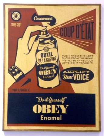 Сериграфия Fairey - Obey Coup D'Etat (on wood)