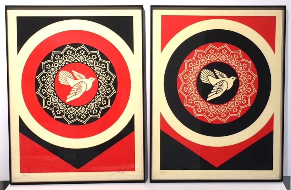 Сериграфия Fairey - Obey Dove Red & Black Set