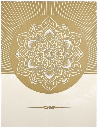 Сериграфия Fairey - Obey Lotus Diamond (White / Gold)