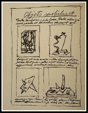Литография Giacometti - OBJETS MOBILES ET MUETS I