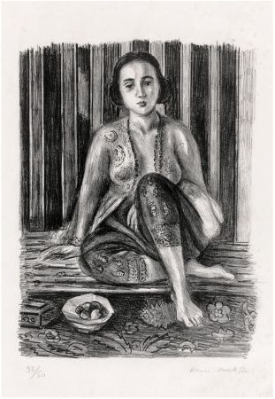 Литография Matisse - Odalisque à la coupe de fruits. Lithographie (1925).