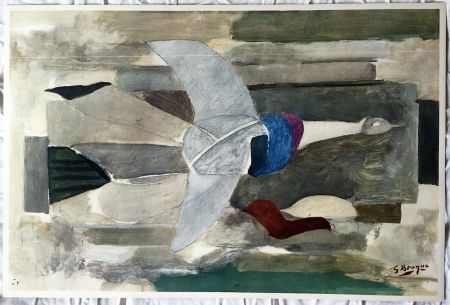 Литография Braque - Oiseau en vol (1953)