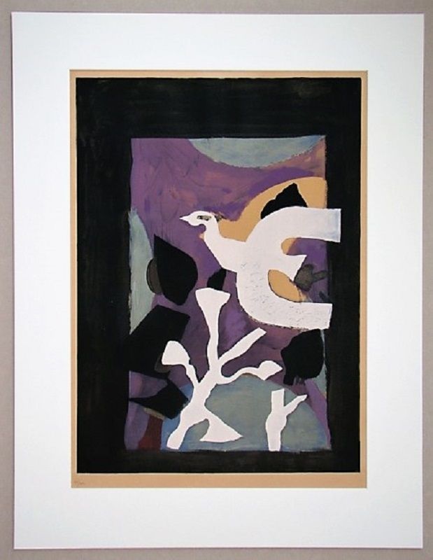 Литография Braque - Oiseau et Lotus