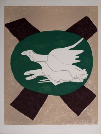 Литография Braque - Oiseau sur fond de X, 1975 - Deluxe Edition