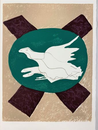 Литография Braque - Oiseau sur fond X