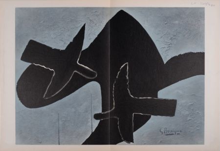 Литография Braque - Oiseaux sur fond noir, 1958