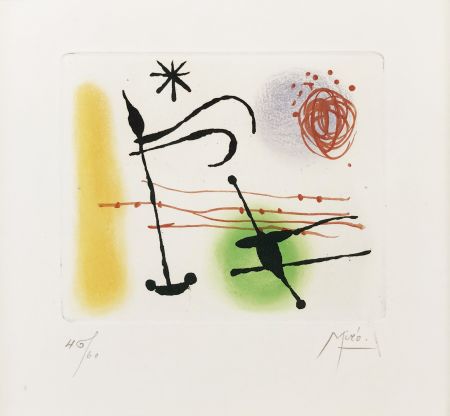 Офорт И Аквитанта Miró - ONE PLATE (FROM LA BAGUE D'AURORE SUITE)