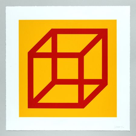 Линогравюра Lewitt - Open Cube in Color on Color Plate 01