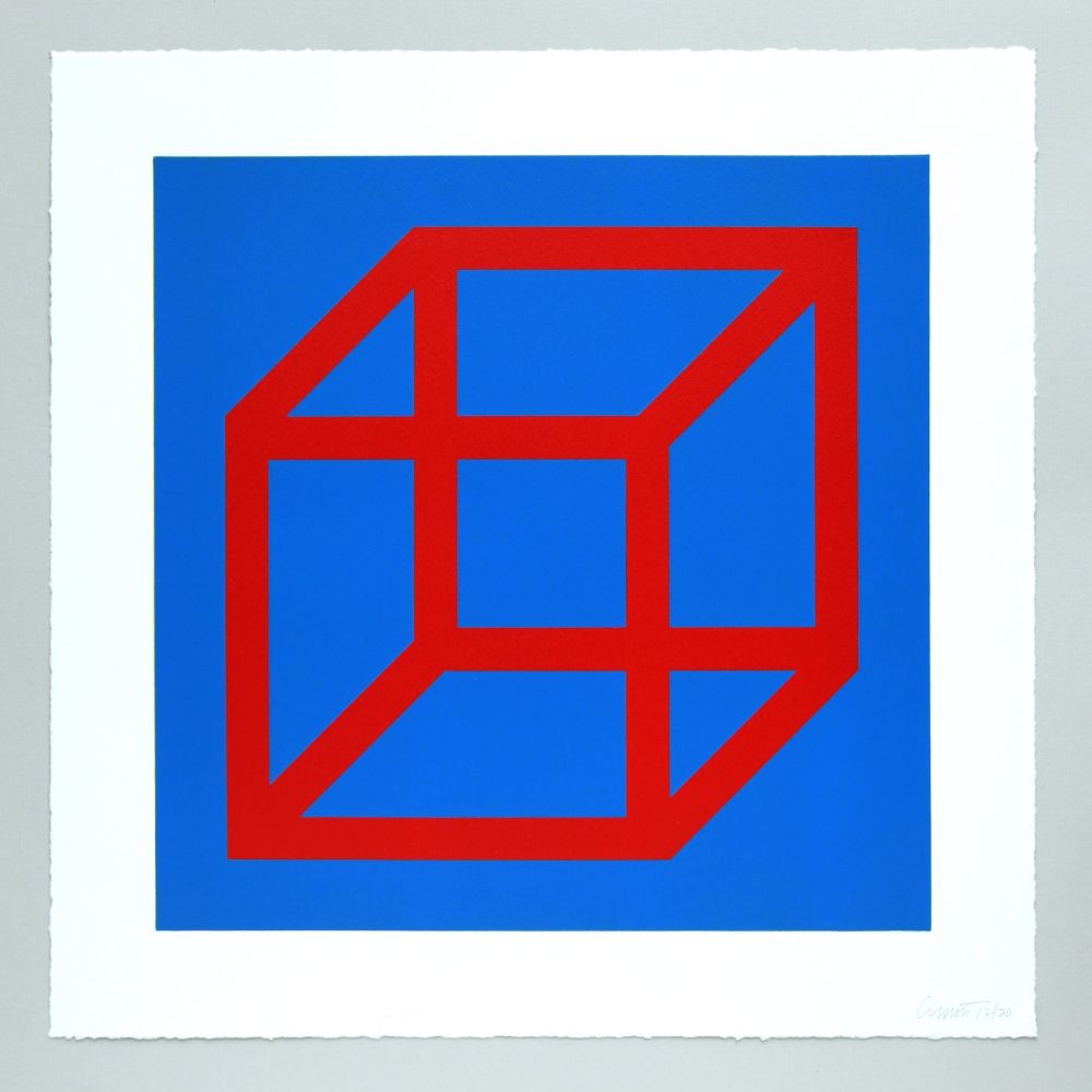 Линогравюра Lewitt - Open Cube in Color on Color Plate 02