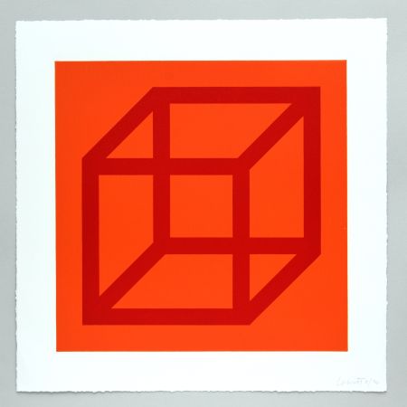 Линогравюра Lewitt - Open Cube in Color on Color Plate 03