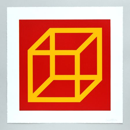 Линогравюра Lewitt - Open Cube in Color on Color Plate 10