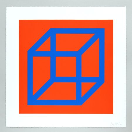 Линогравюра Lewitt - Open Cube in Color on Color Plate 11