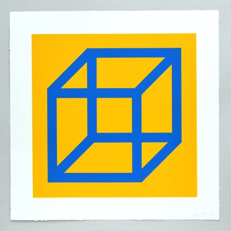 Линогравюра Lewitt - Open Cube in Color on Color Plate 15