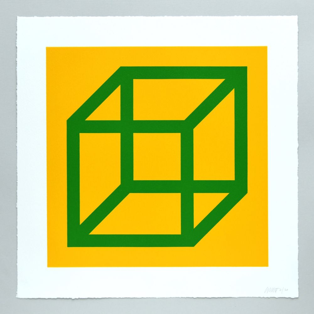 Линогравюра Lewitt - Open Cube in Color on Color Plate 23
