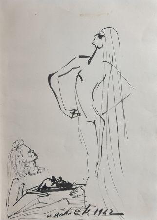 Иллюстрированная Книга Dali - Original Drawing Salom, Herod, & The Head of John The Baptist in The Secret Life of Salvador Dali book