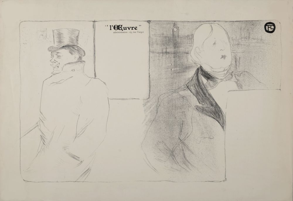 Литография Toulouse-Lautrec - Oscar Wilde et Romain Coolus, Programme pour Raphaël et Salomé, 1896 – Rare!