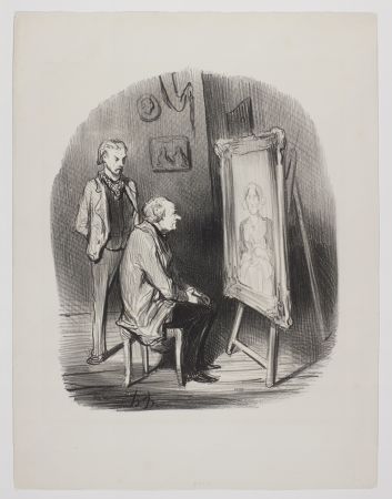Литография Daumier - Oui, C’est bien feue ma femme! ...Seulement je trouve que vous l'avez trop flattée!....