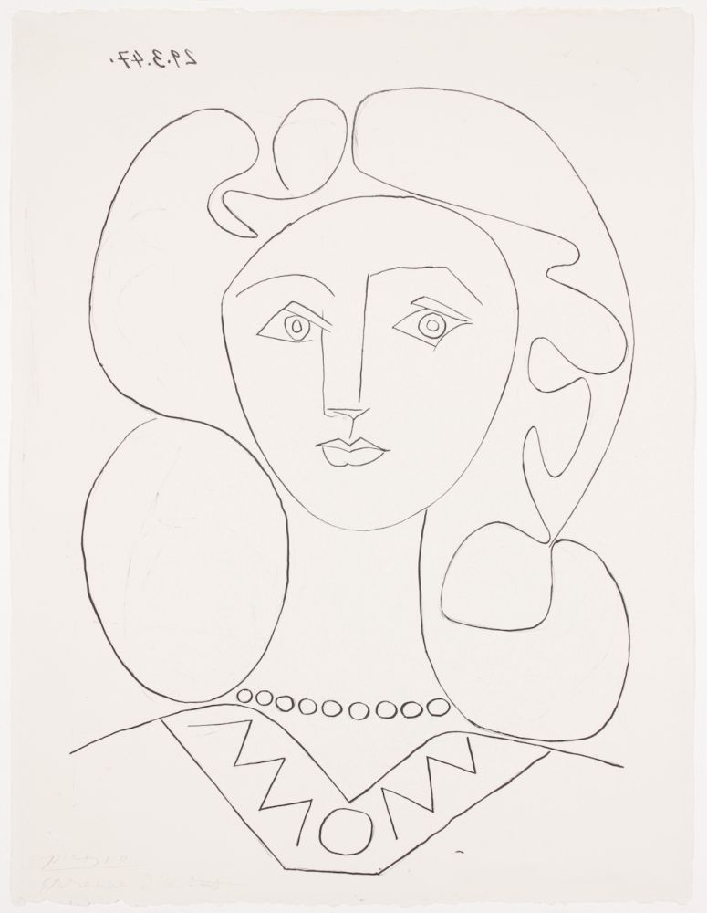 Литография Picasso - Pablo Picasso- La Femme au Collier, Portrait of Françoise, 1947