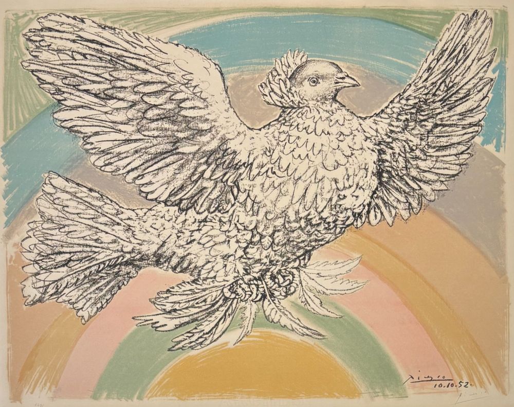 Литография Picasso - Pablo Picasso(1881–1973) - Colombe volant - Coloured lithograph on Arches paper - 1952